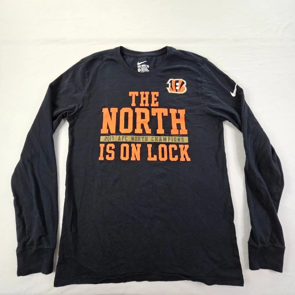 Cinncinnati Bengals 2015 AFC North Champions Black Long Sleeve T-Shirt Men's M